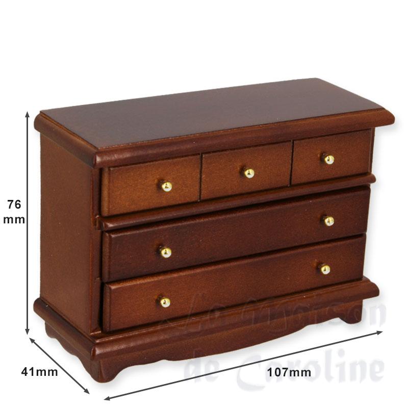 3-drawer dresser walnut miniature 1:12 Bilder 1