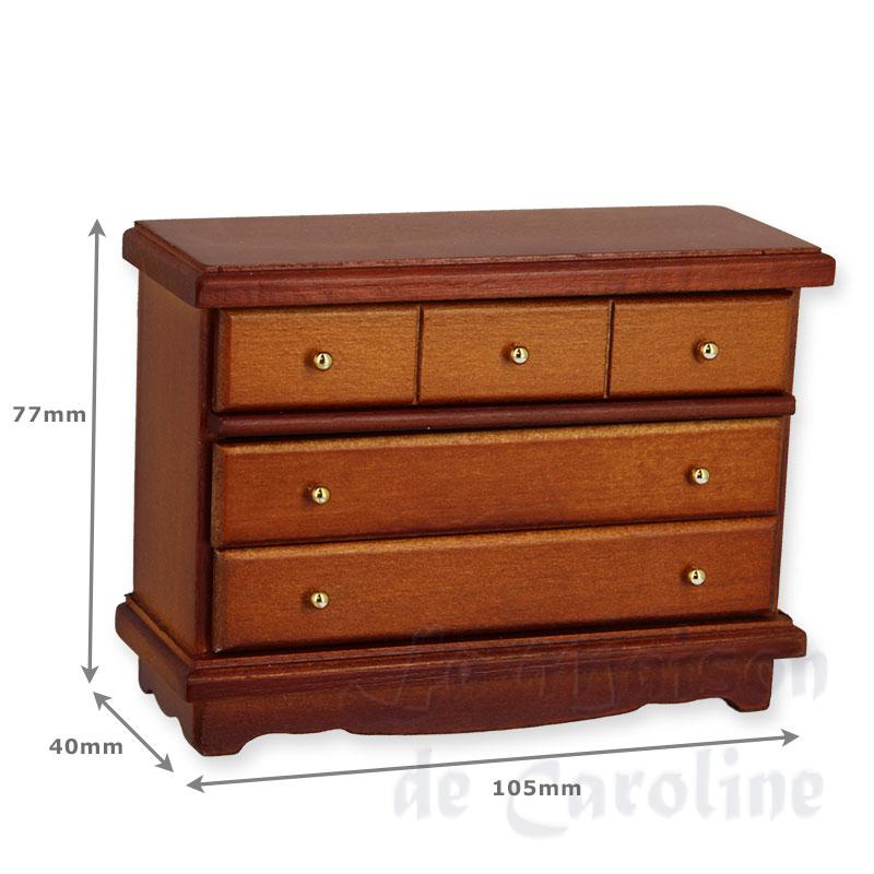 3-drawer dresser cherywood miniature 1:12 Bilder 1