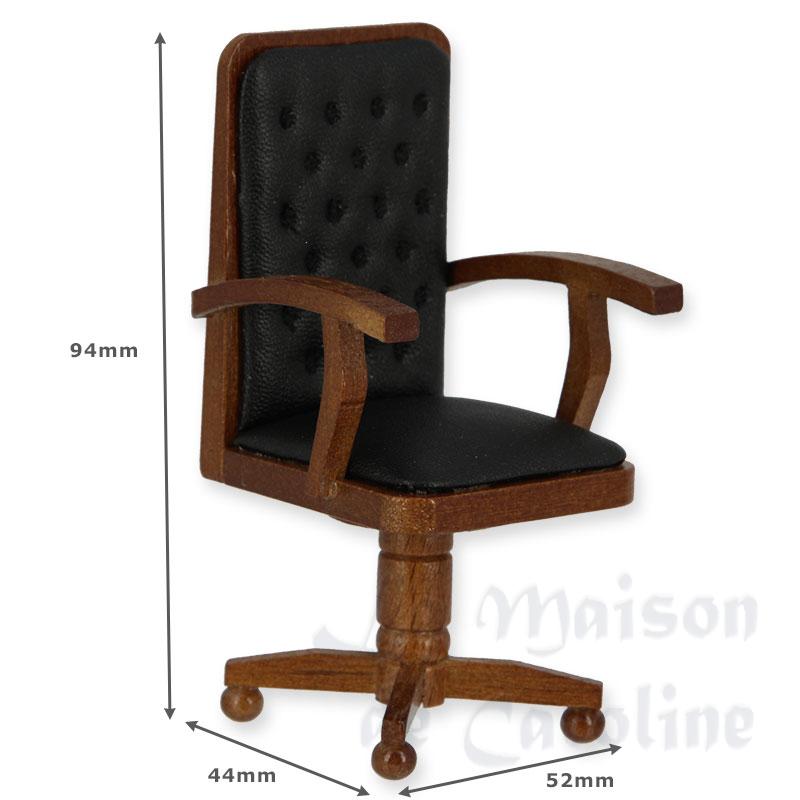 desk chair walnut black leather miniature 1:12 Bilder 1