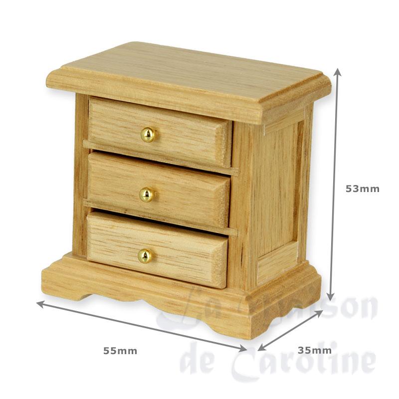 bedside table, 3 drawers, natural oak miniature 1:12 Bilder 1