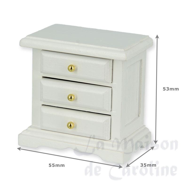 bedside table, 3 drawers, white miniature 1:12 Bilder 1