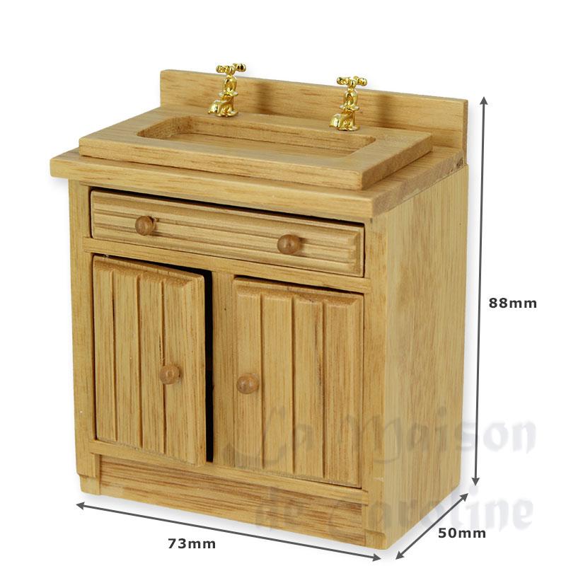 kitchen element sink, natural oak miniature 1:12 Bilder 1