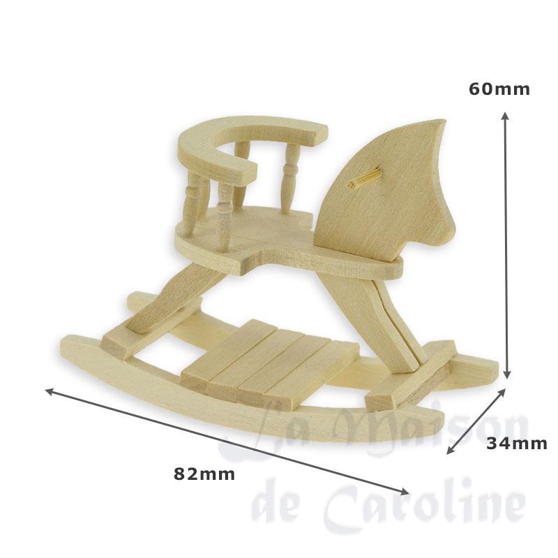 swinging horse bare wood miniature 1:12 Bilder 1