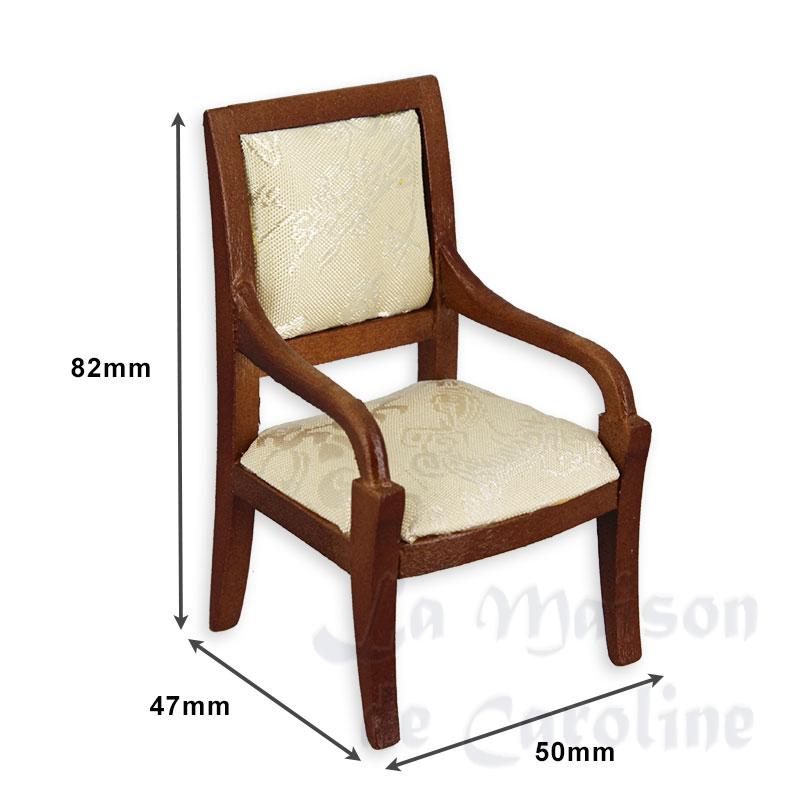 office chair walnut fabric cream miniature 1:12 Bilder 1