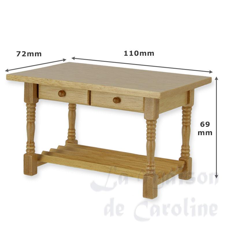 kitchen table w/drwers natural oak miniature 1:12 Bilder 1
