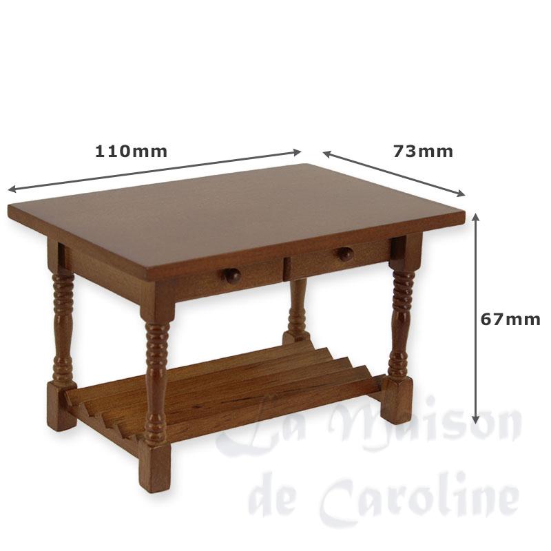 kitchen table w/drawers walnut miniature 1:12 Bilder 1