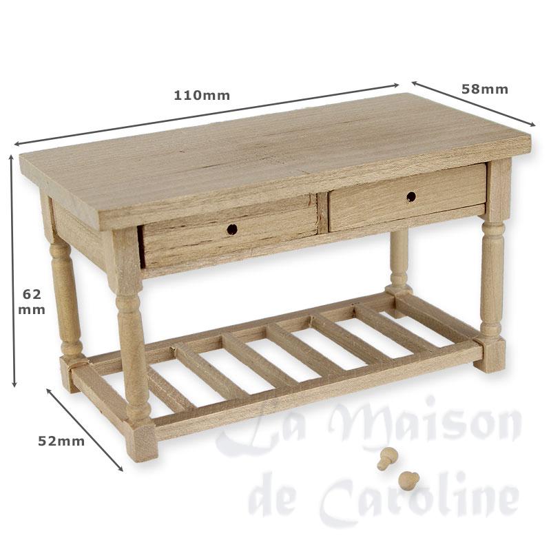 kitchen table w/drawers bare wood miniature 1:12 Bilder 1