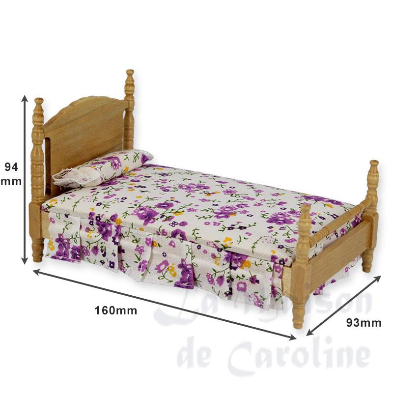 single bed natural oak miniature 1:12 Bilder 1