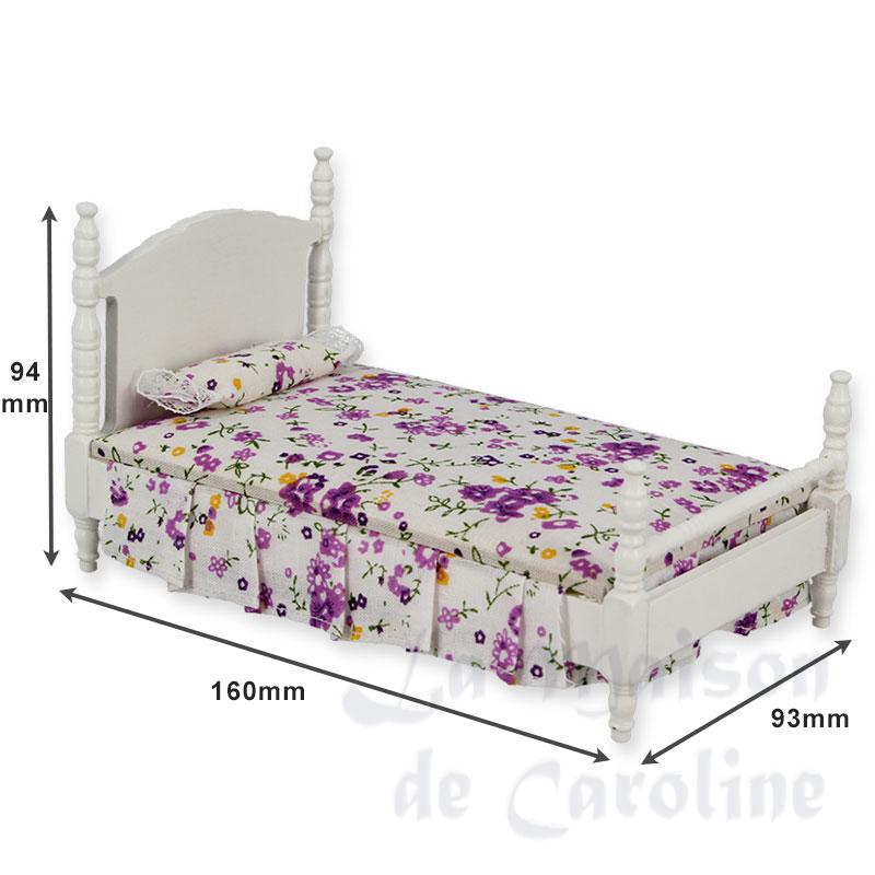 single bed white miniature 1:12 Bilder 1