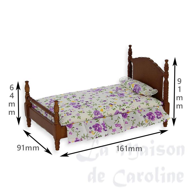 single bed walnut miniature 1:12 Bilder 1