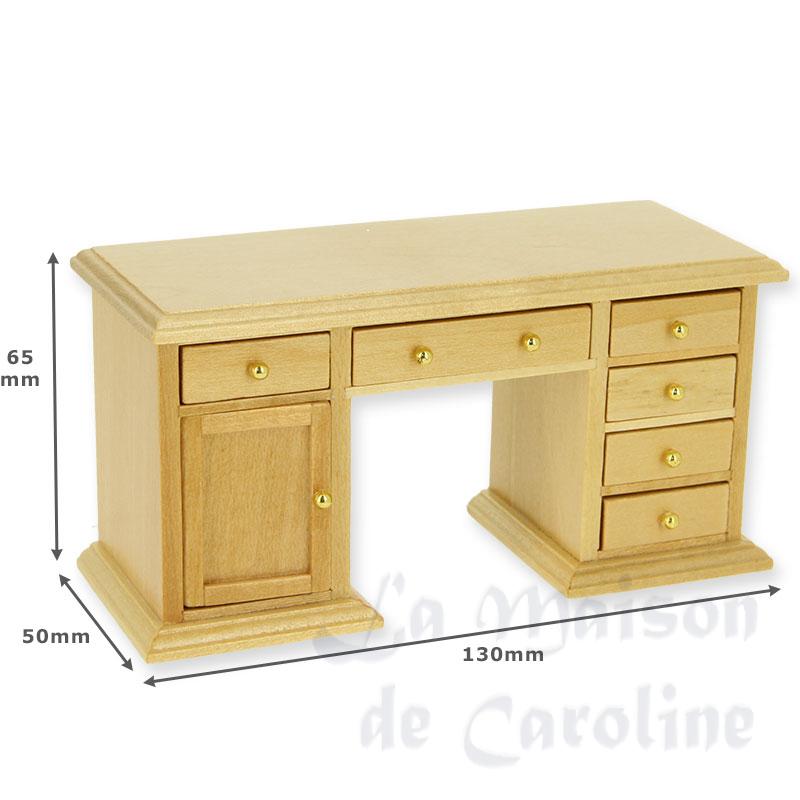 desk w.drawers, natural oak miniature 1:12 Bilder 1
