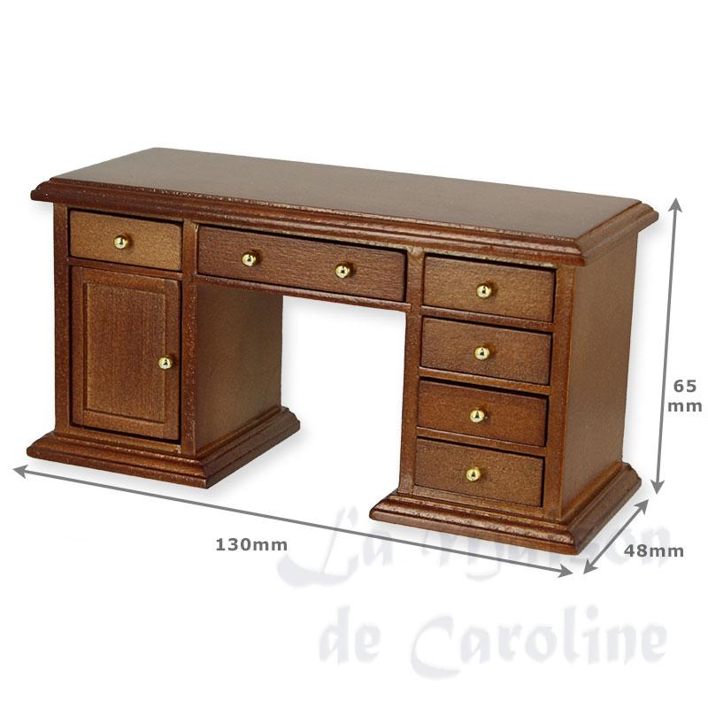 desk walnut w.drawers miniature 1:12 Bilder 1