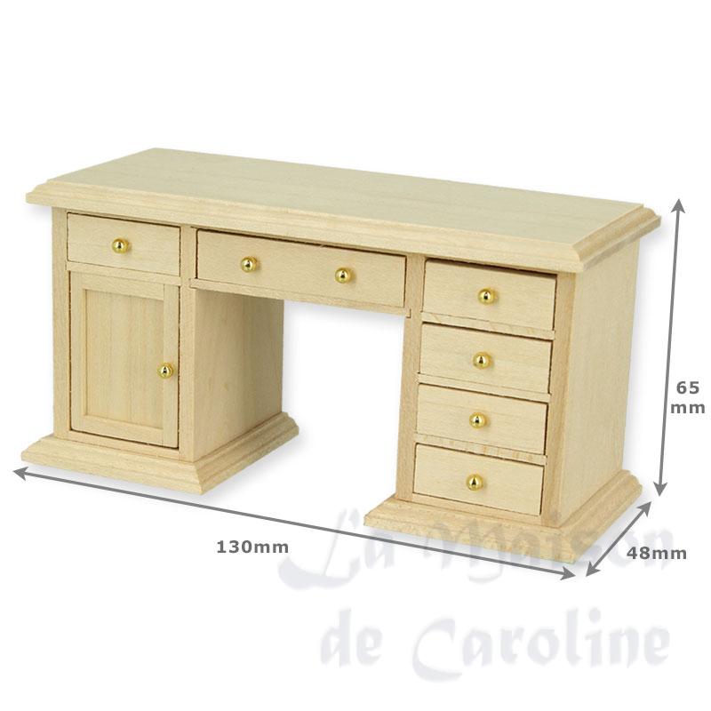 desk w.drawers bare wood miniature 1:12 Bilder 1