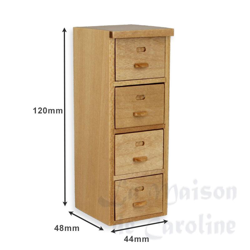 file shelf 4 drawers natural oak miniature 1:12 Bilder 1