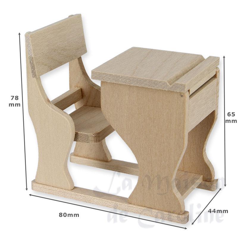 school desk barewood miniature 1:12 Bilder 1