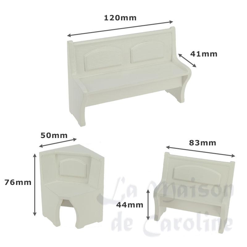 corner benches s/3 white miniature 1:12 Bilder 2