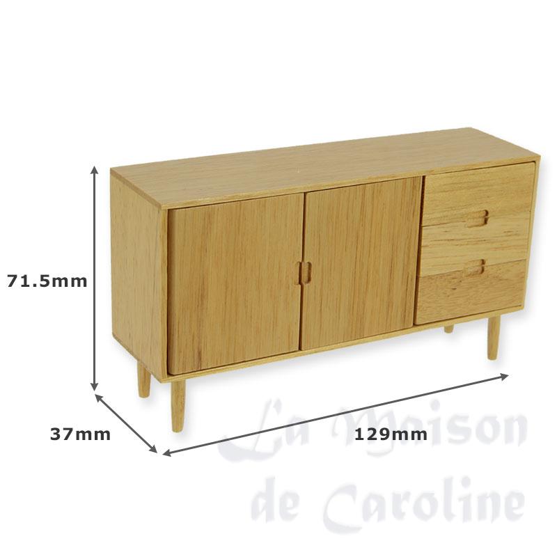 modern sideboard natural oak miniature furniture 1:12 photo 2