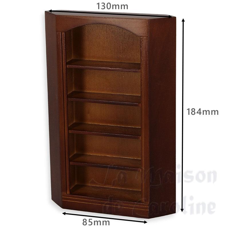 corner bookcase walnut miniature 1:12 Bilder 1