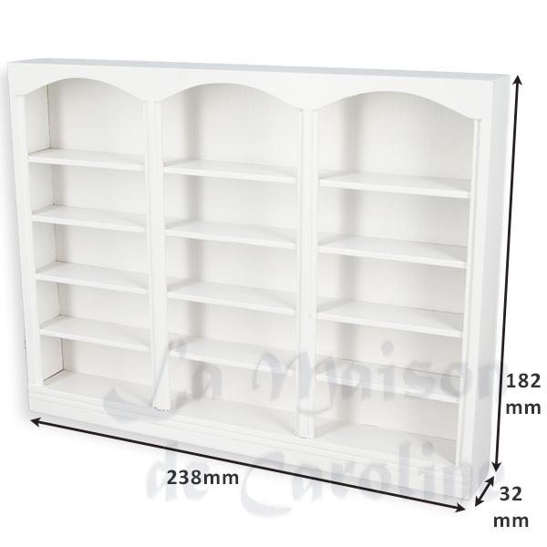 triple bookcase white miniature furniture 1:12 photo 2 triple bookcase white miniature furniture 1:12 photo 2