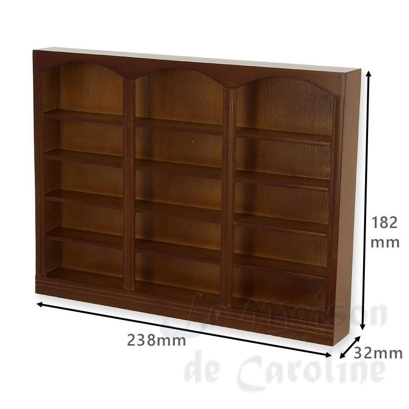 triple bookcase walnut miniature 1:12 Bilder 1