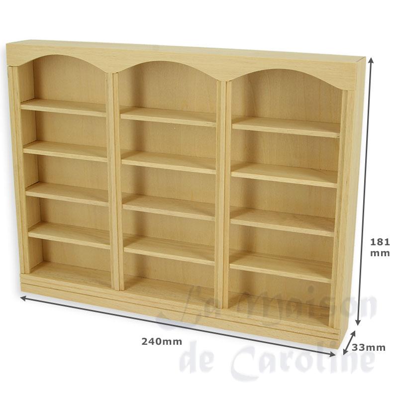 triple bookcase bare wood miniature 1:12 Bilder 1