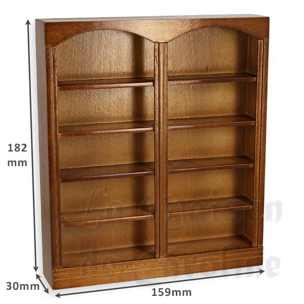 double bookcase walnut miniature furniture 1:12 photo 2