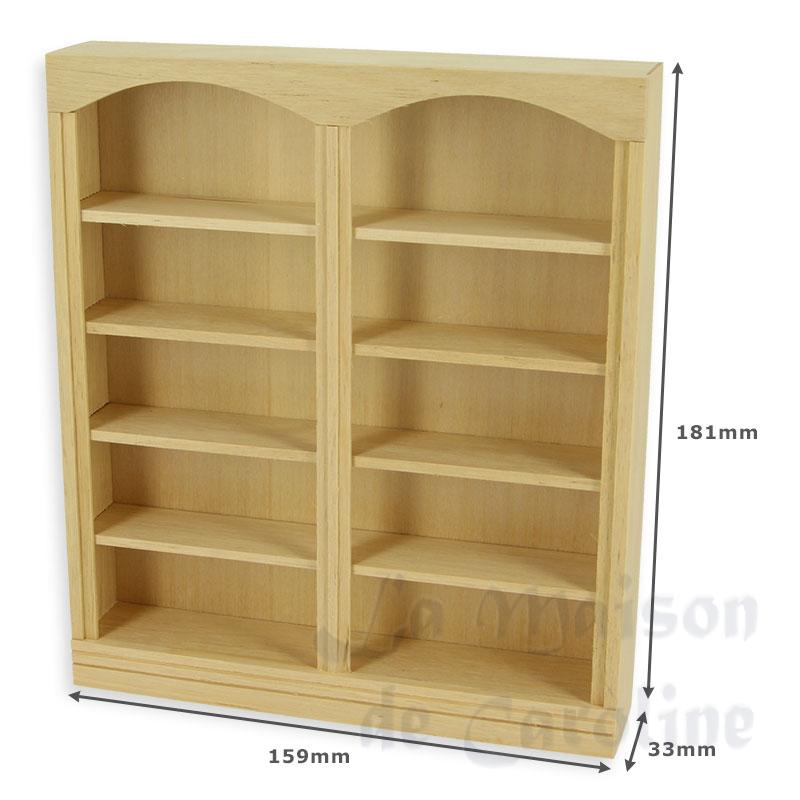 double bookcase barewood miniature 1:12 Bilder 1