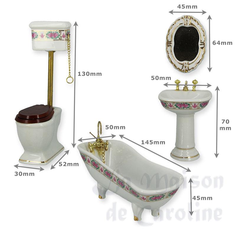 bath room set 4 pc flowers/pink miniature 1:12 Bilder 1