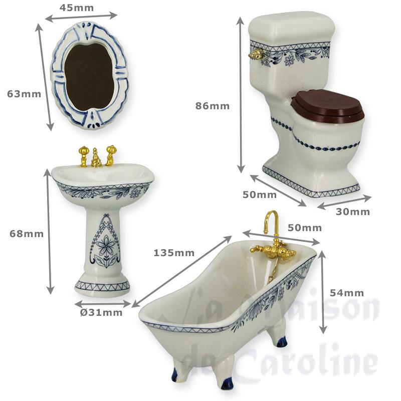 bath room set 4 pc white-blue miniature 1:12 Bilder 1