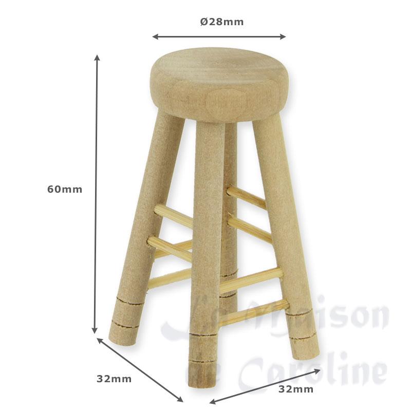 high stool bare wood miniature 1:12 Bilder 1