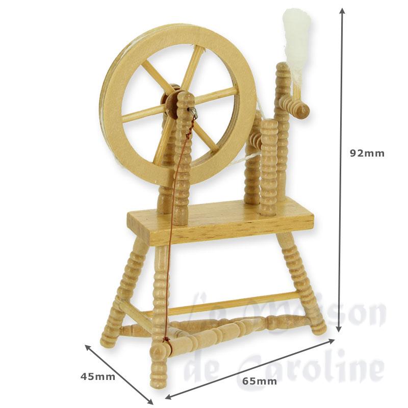 spinning wheel natural oak miniature 1:12 Bilder 1