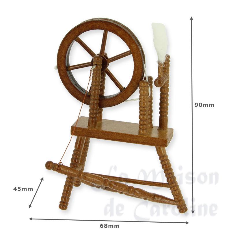 spinning wheel walnut miniature 1:12 Bilder 1
