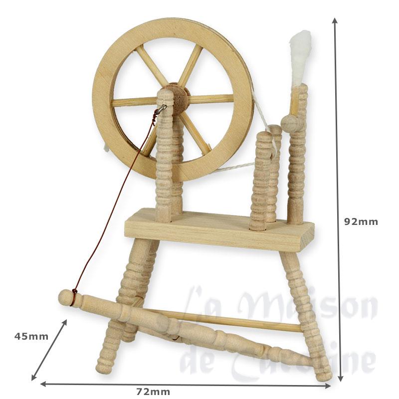 spinning wheel bare wood miniature 1:12 Bilder 1