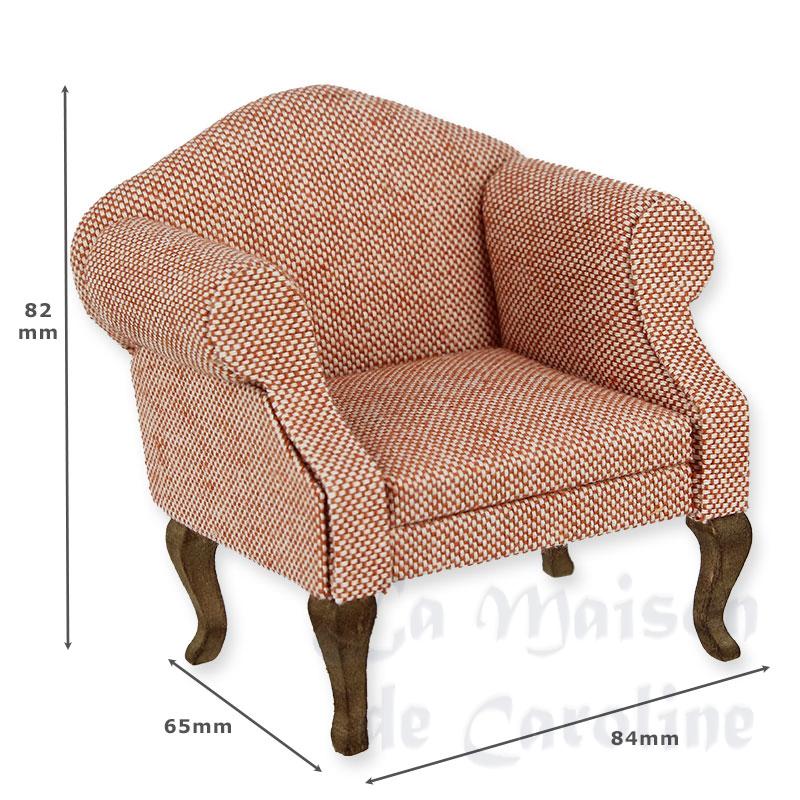 wing chair louis xv walnut peach miniature 1:12 Bilder 1