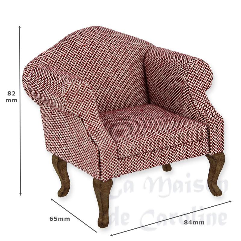 wing chair louis xv walnut violet miniature 1:12 Bilder 1