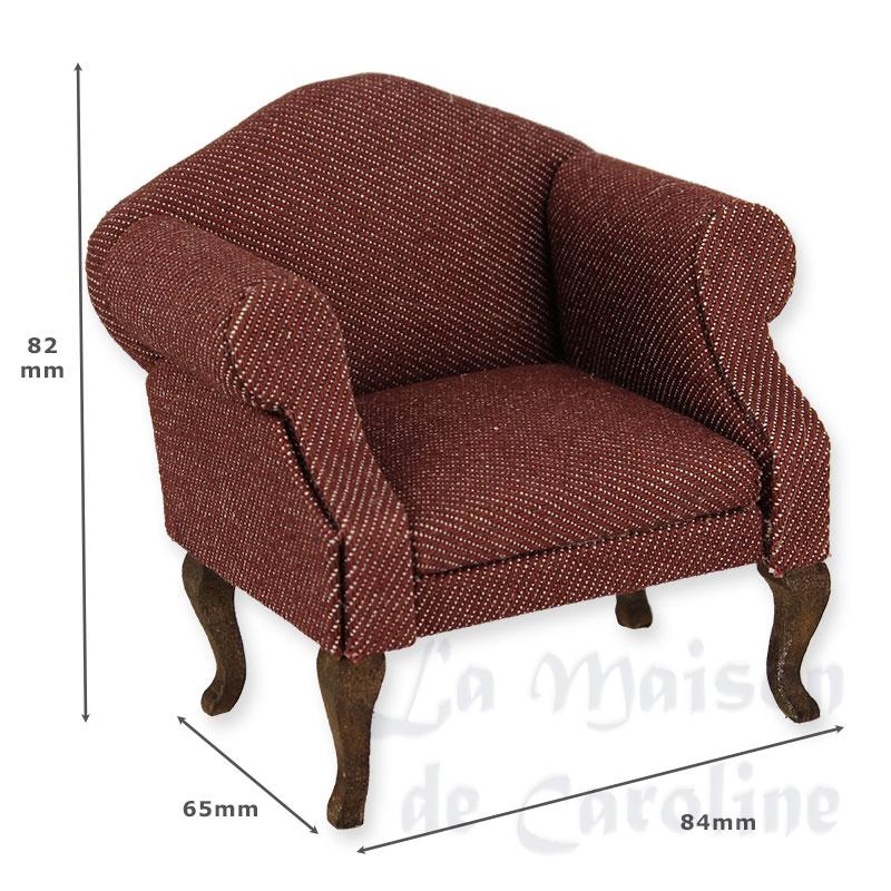 wing chair louis xv walnut dark red miniature 1:12 Bilder 1