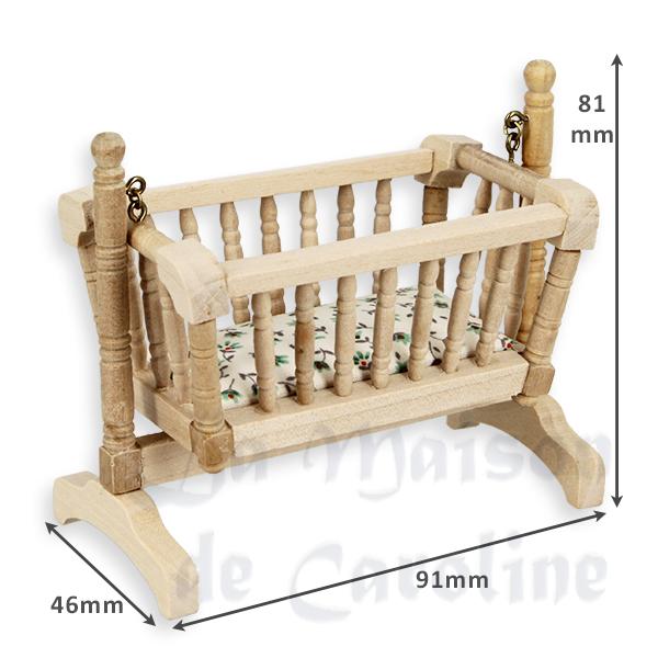 swinging cradle bare wood miniature furniture 1:12 photo 2