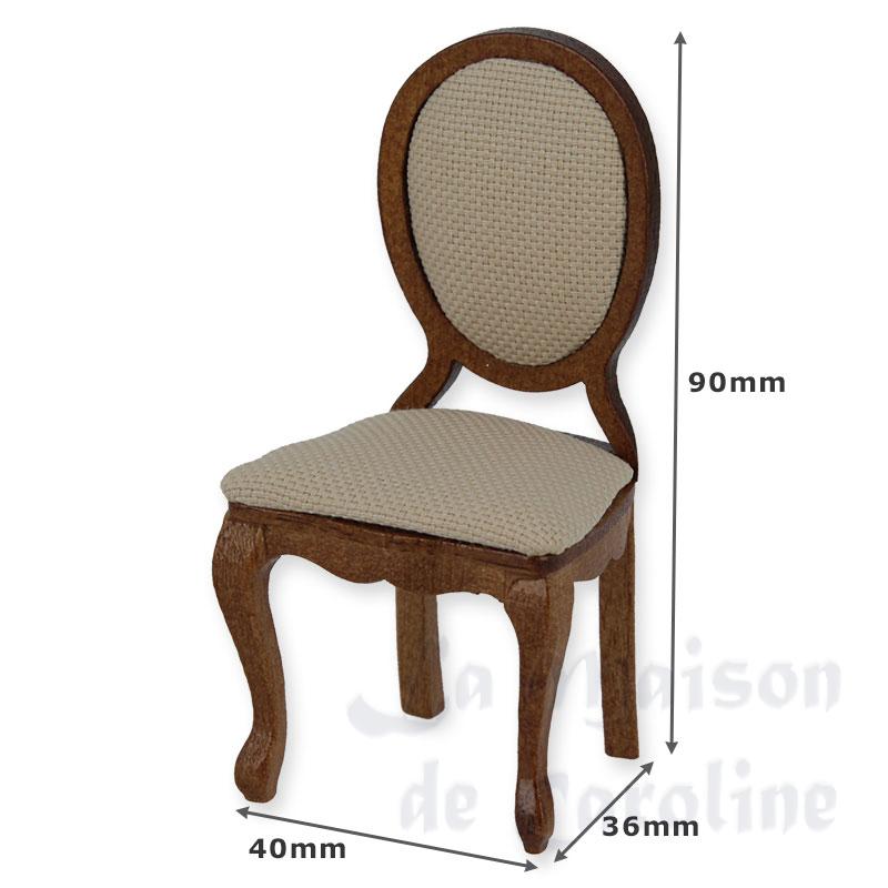 chair louis xv beige fabric walnut miniature 1:12 Bilder 1