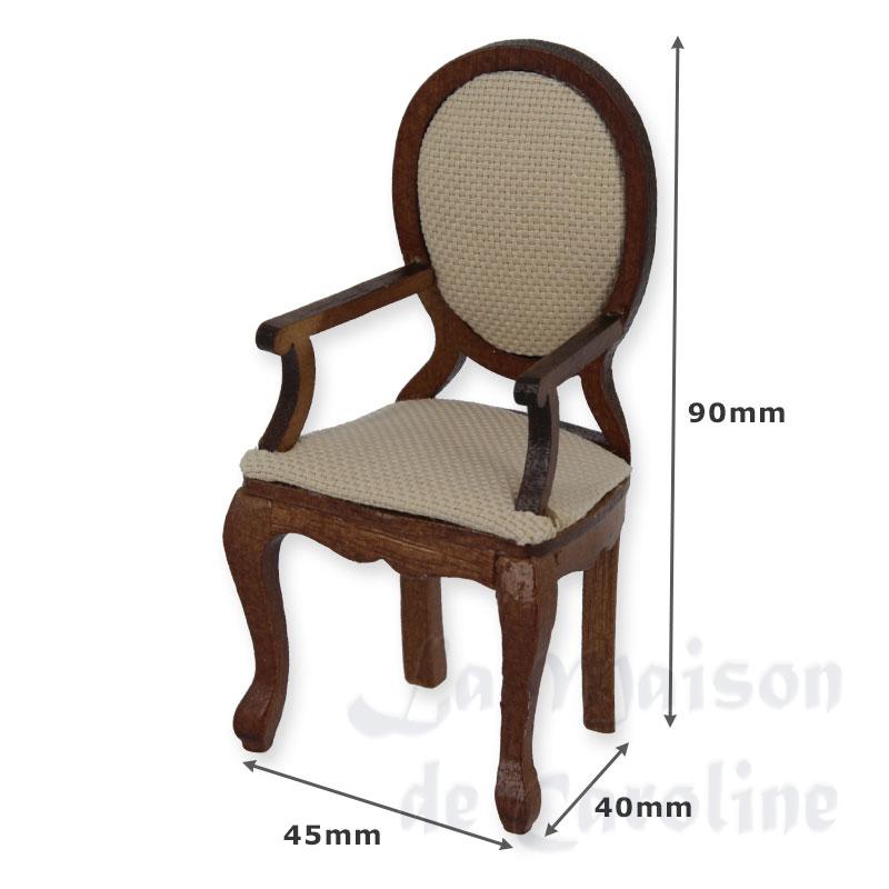 armchair louis xv beige fabric walnut miniature 1:12 Bilder 1