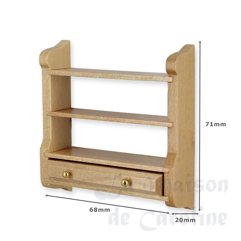 wall shelf w drawers natural oak miniature 1:12 Bilder 1