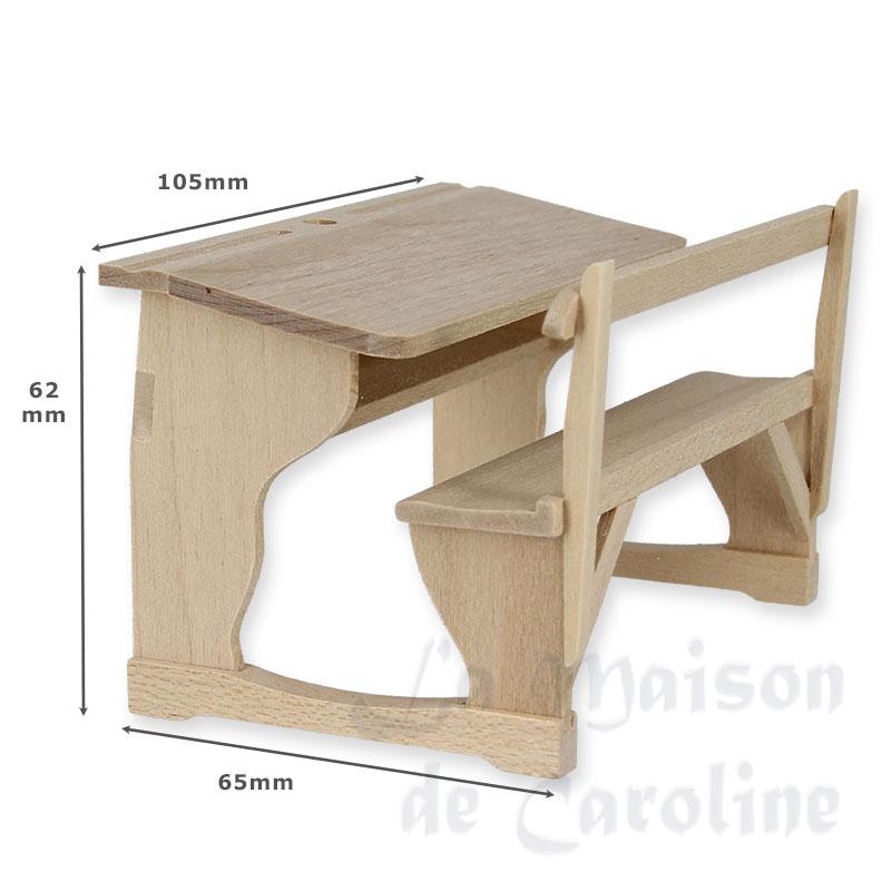 school bank bare wood miniature 1:12 Bilder 1