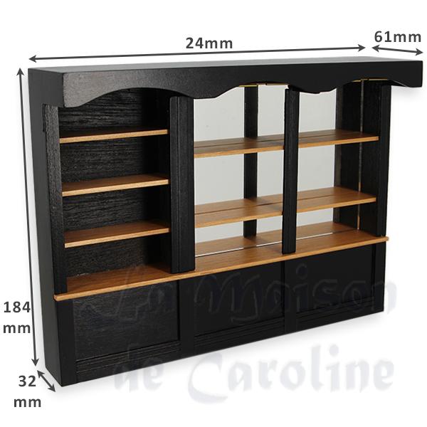 metal bar cabinet blck w mirror Trianon collectible furniture 1:12 photo 2 metal bar cabinet blck w mirror Trianon collectible furniture 1:12 photo 2