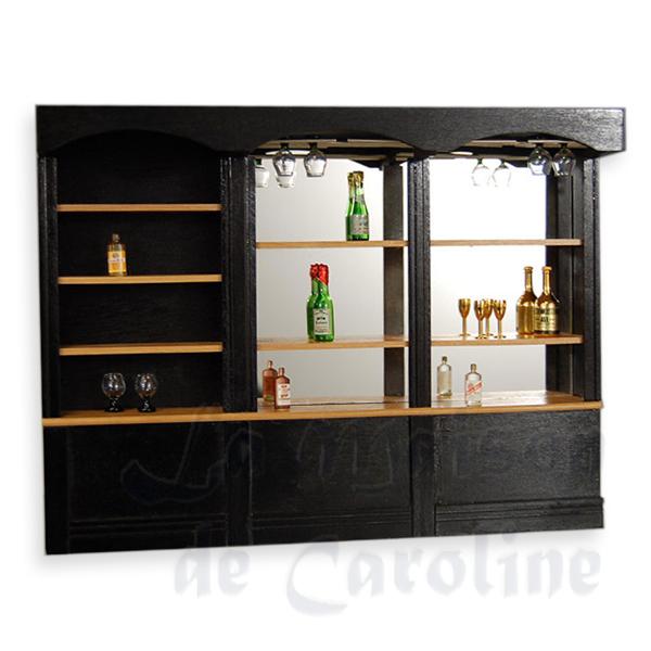 metal bar cabinet blck w mirror Trianon collectible furniture 1:12 photo 3 metal bar cabinet blck w mirror Trianon collectible furniture 1:12 photo 3