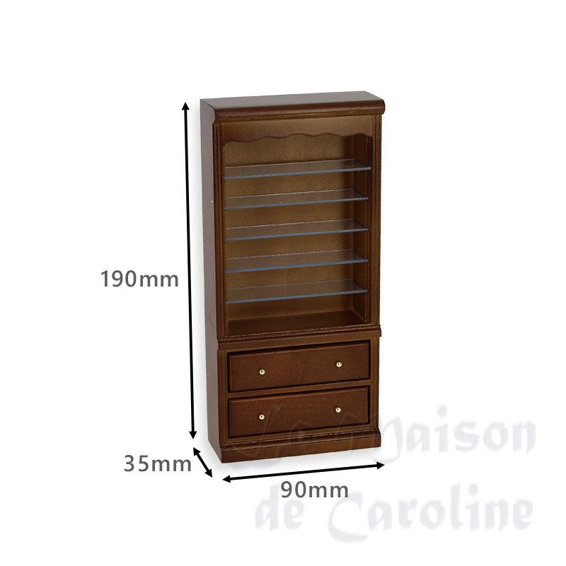 single bookcase drawers walnut miniature 1:12 Bilder 1