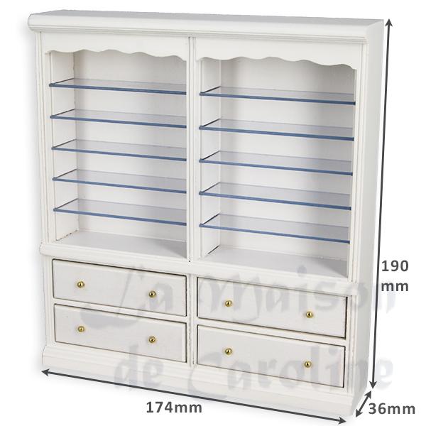 double bookcase drawers white miniature furniture 1:12 photo 2 double bookcase drawers white miniature furniture 1:12 photo 2
