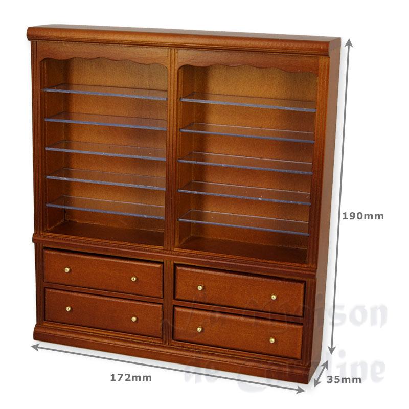 double bookcase drawers cherrywood miniature 1:12 Bilder 1
