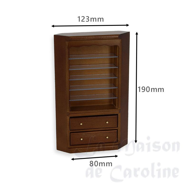 corner bookcase walnut miniature 1:12 Bilder 1