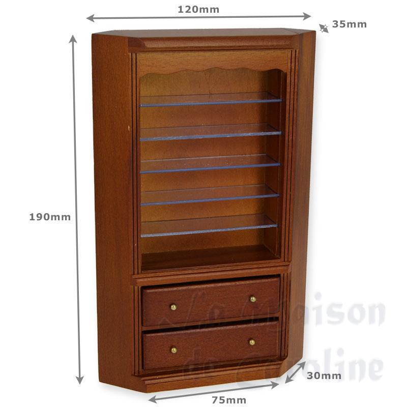 corner bookcase drawers cherrywood miniature 1:12 Bilder 1