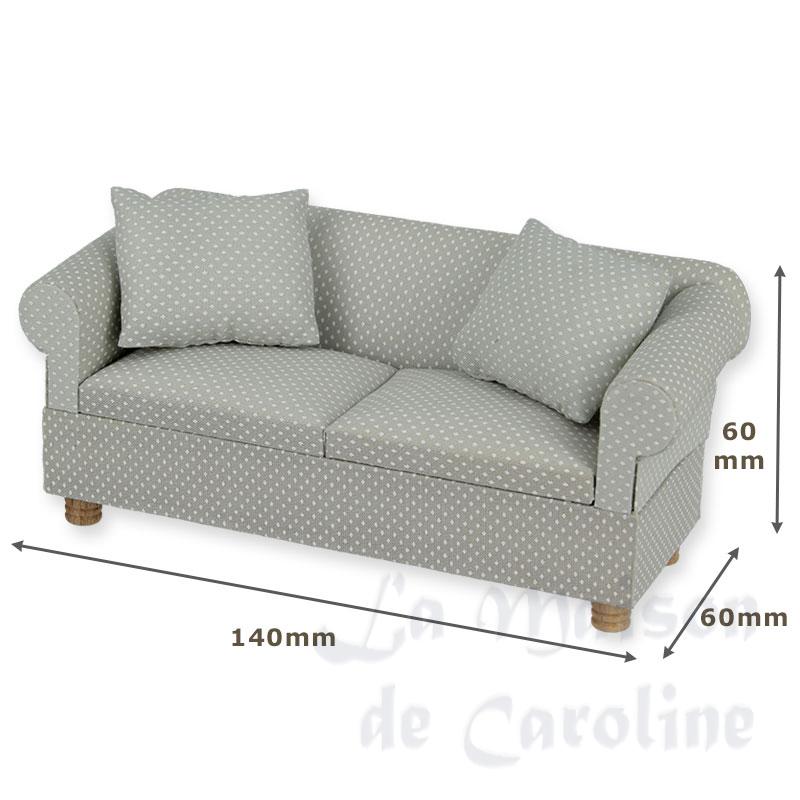 sofa grey with dots and 2 pillows miniature 1:12 Bilder 1