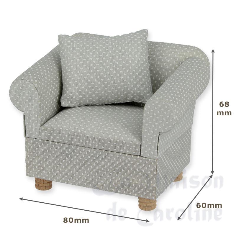 grey sofa chair with dots + 1 pillow miniature 1:12 Bilder 1